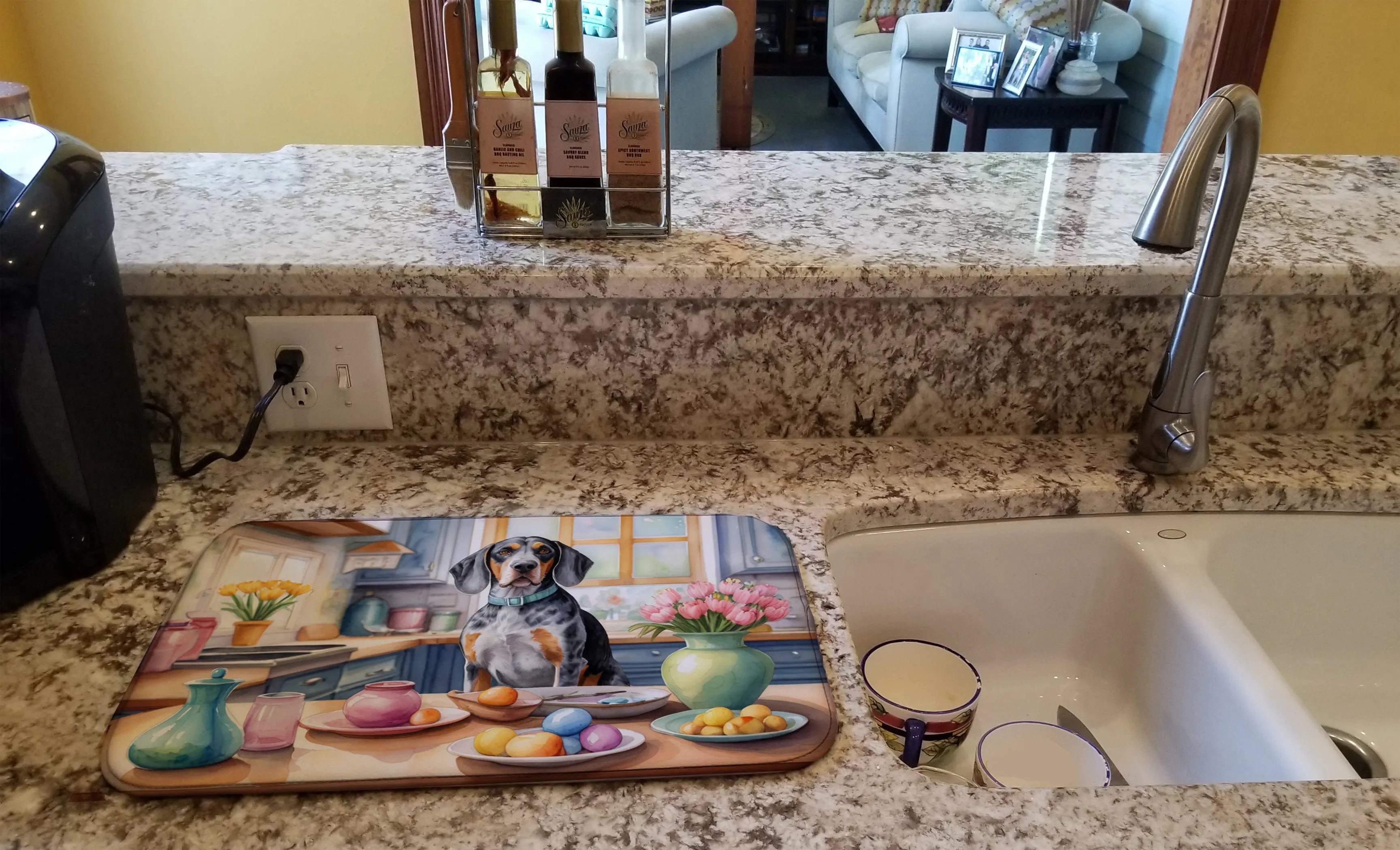 Decorating Easter Bluetick Coonhound Dish Drying Mat Caroline's Treasures