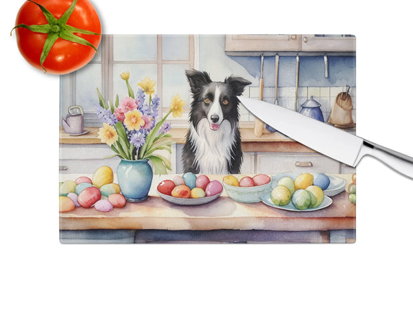 Decorating Easter Border Collie Glass Cutting Board Caroline's Treasures