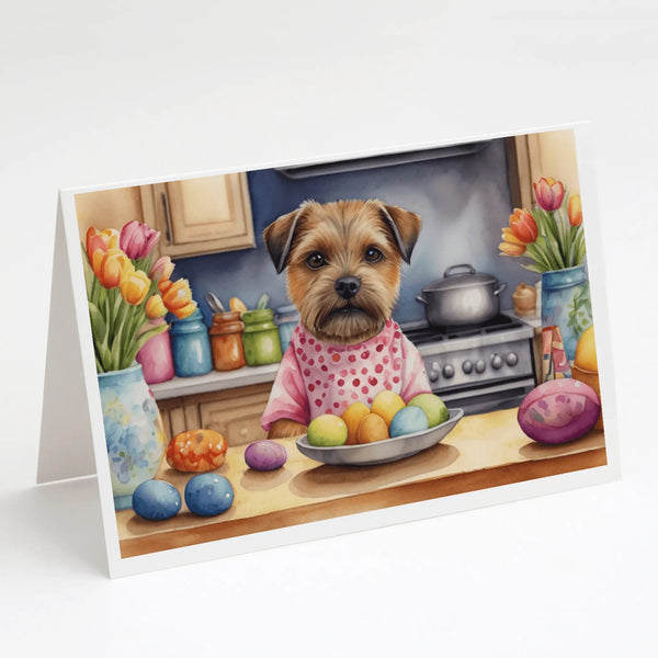 Decorating Easter Border Terrier Greeting Cards Pack of 8 Caroline's Treasures