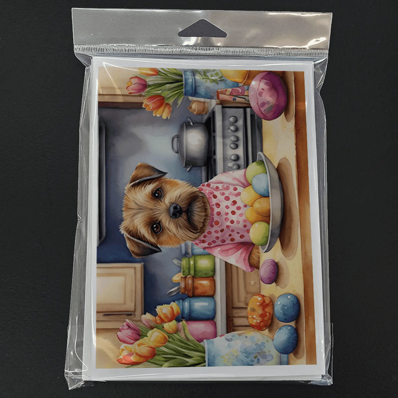 Decorating Easter Border Terrier Greeting Cards Pack of 8 Caroline's Treasures