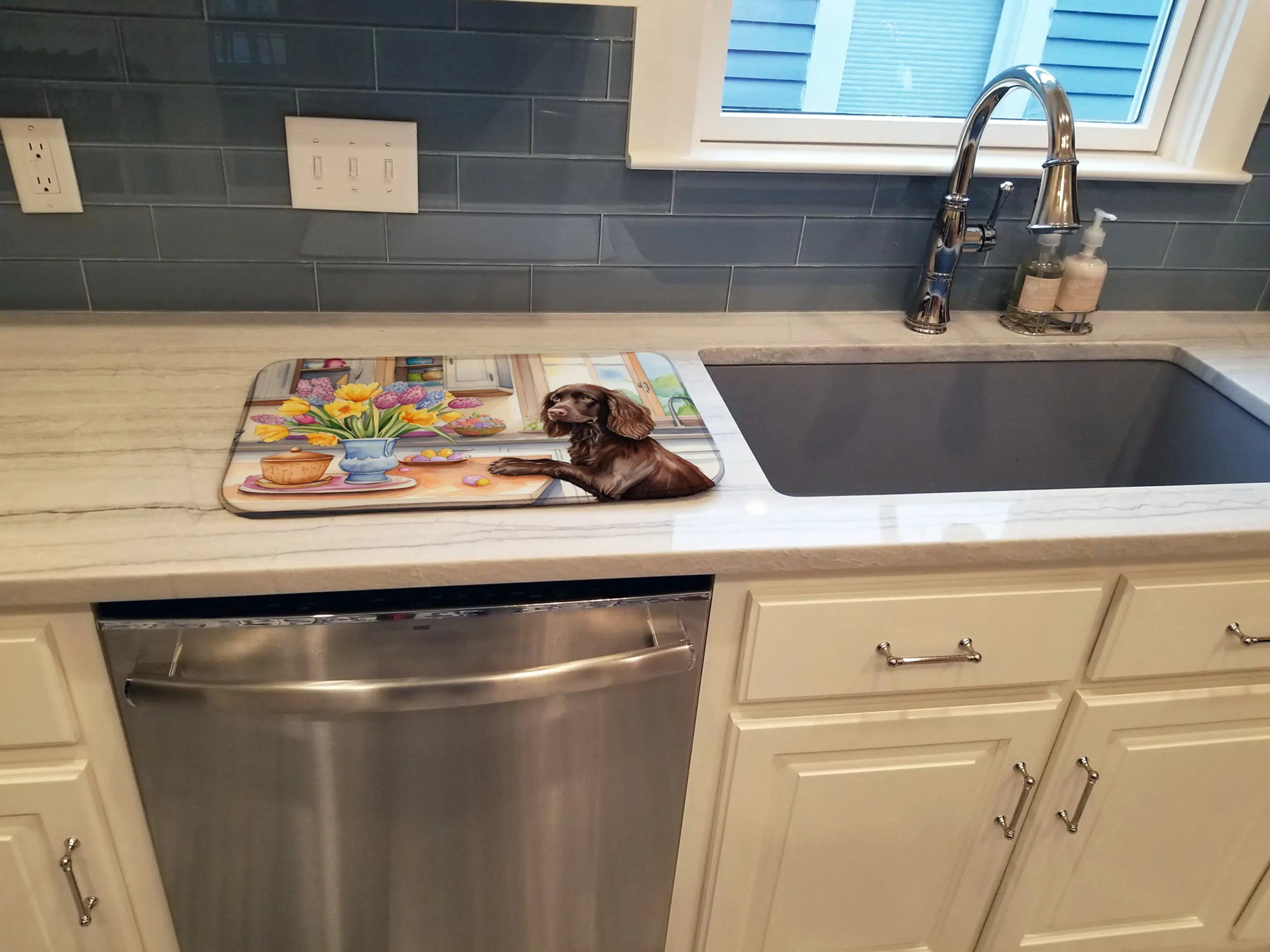 Decorating Easter Boykin Spaniel Dish Drying Mat Caroline's Treasures