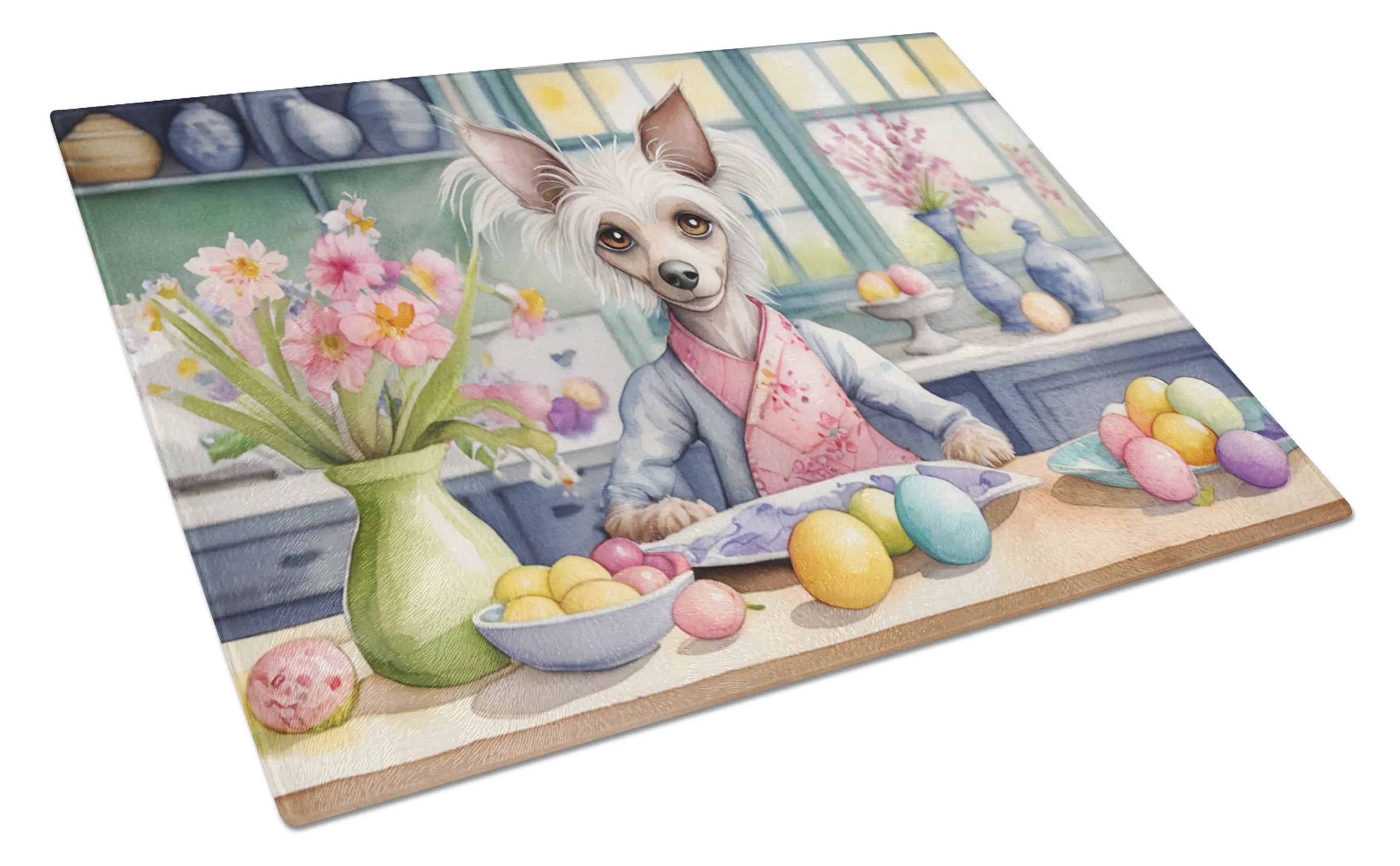 Decorating Easter Chinese Crested Glass Cutting Board Caroline's Treasures