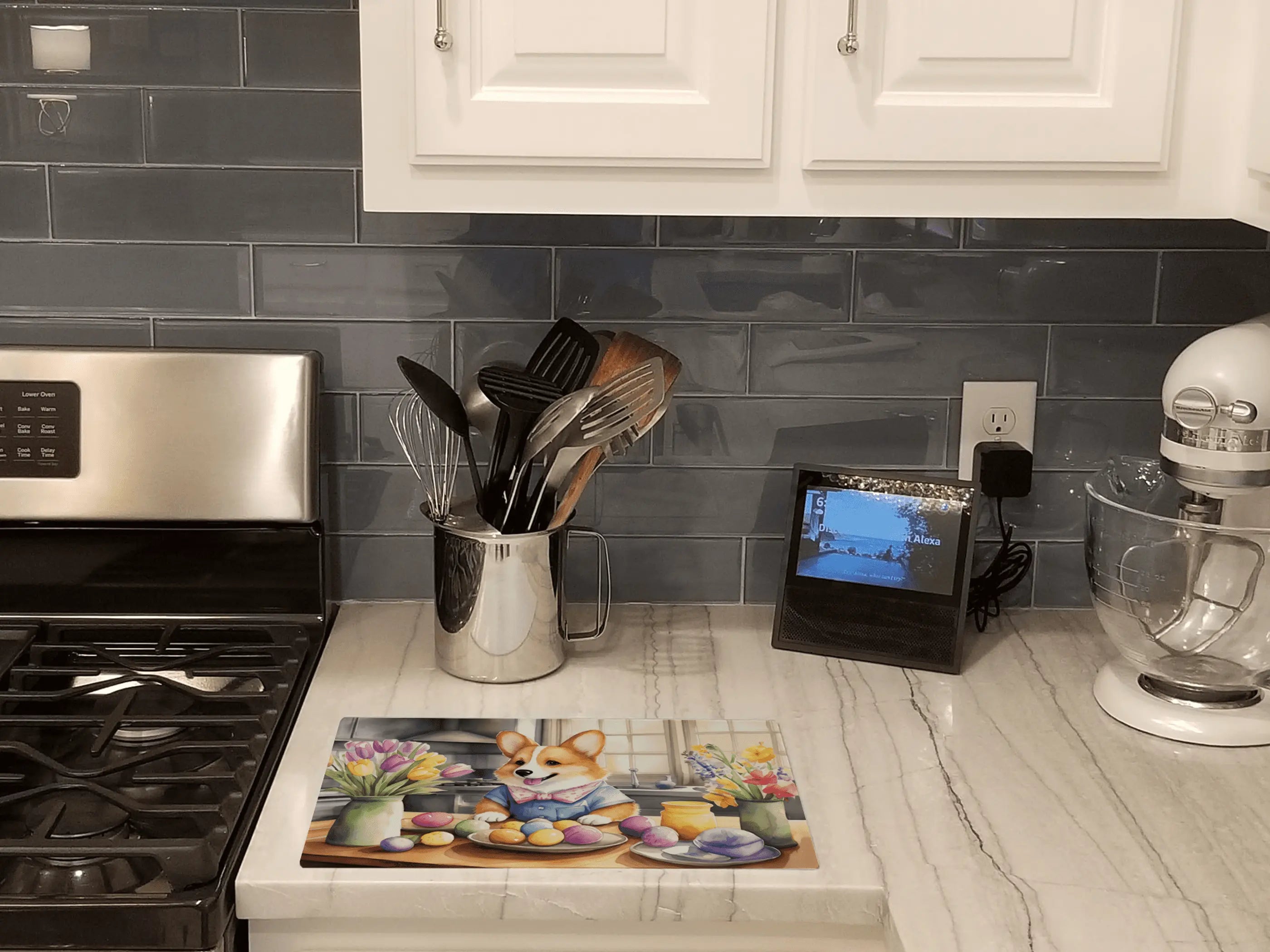 Decorating Easter Corgi Glass Cutting Board Caroline's Treasures
