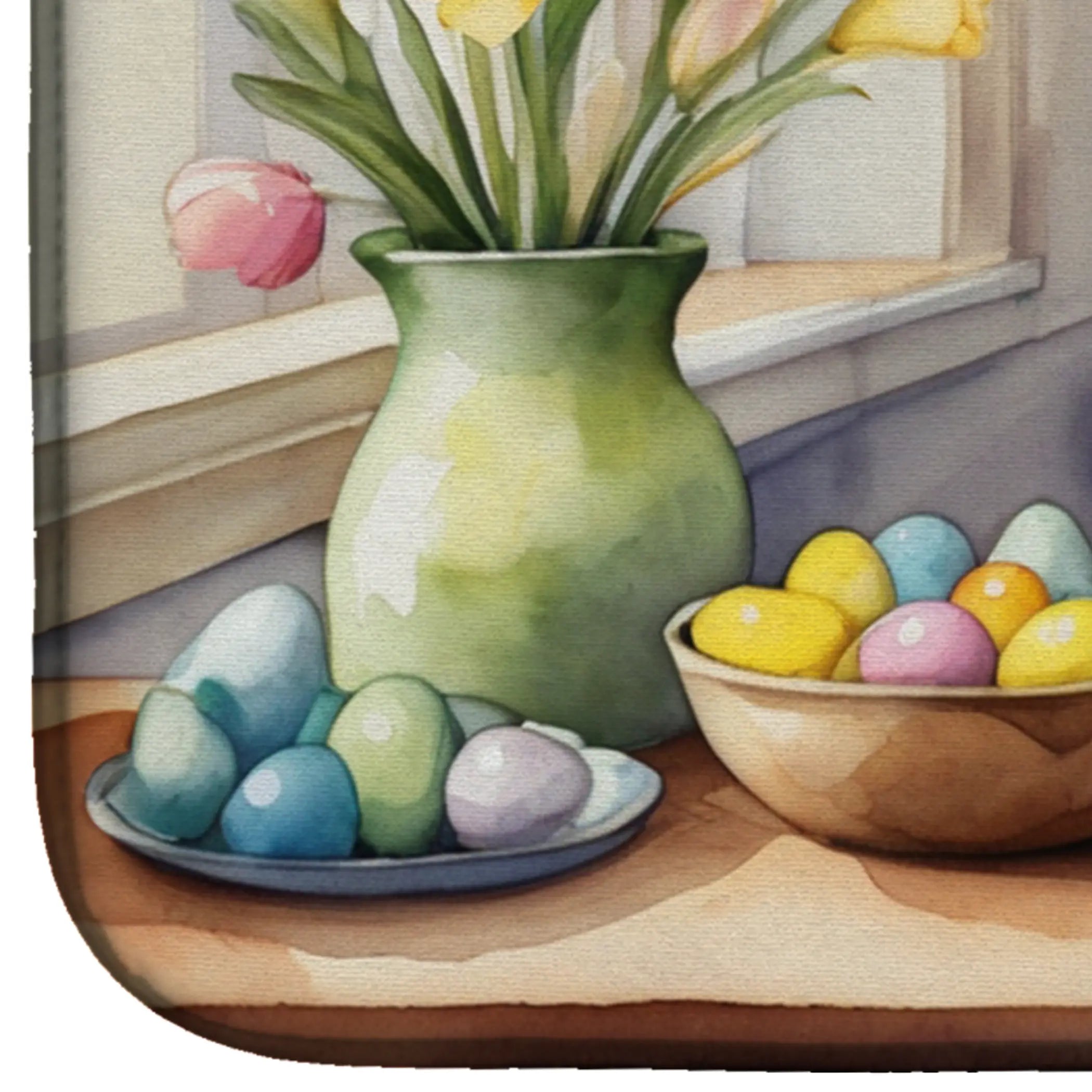 Decorating Easter English Bull Terrier Dish Drying Mat Caroline's Treasures