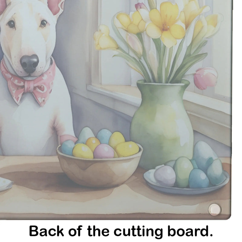 Decorating Easter English Bull Terrier Glass Cutting Board Caroline's Treasures