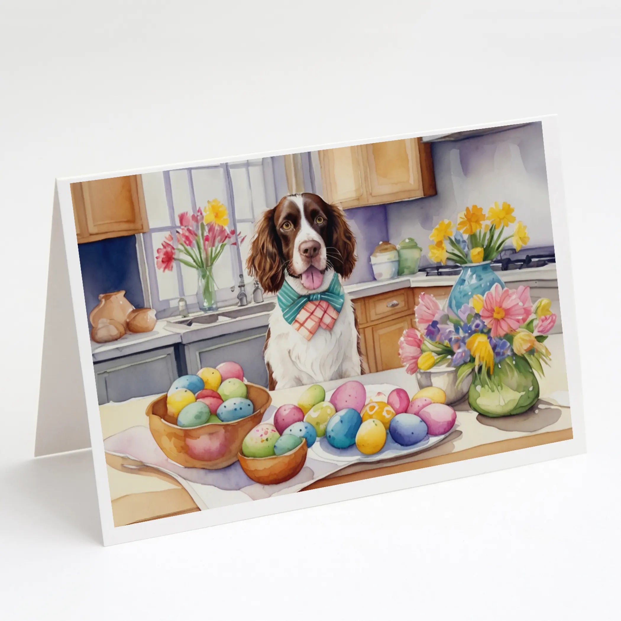 Decorating Easter English Springer Spaniel Greeting Cards Pack of 8 Caroline's Treasures