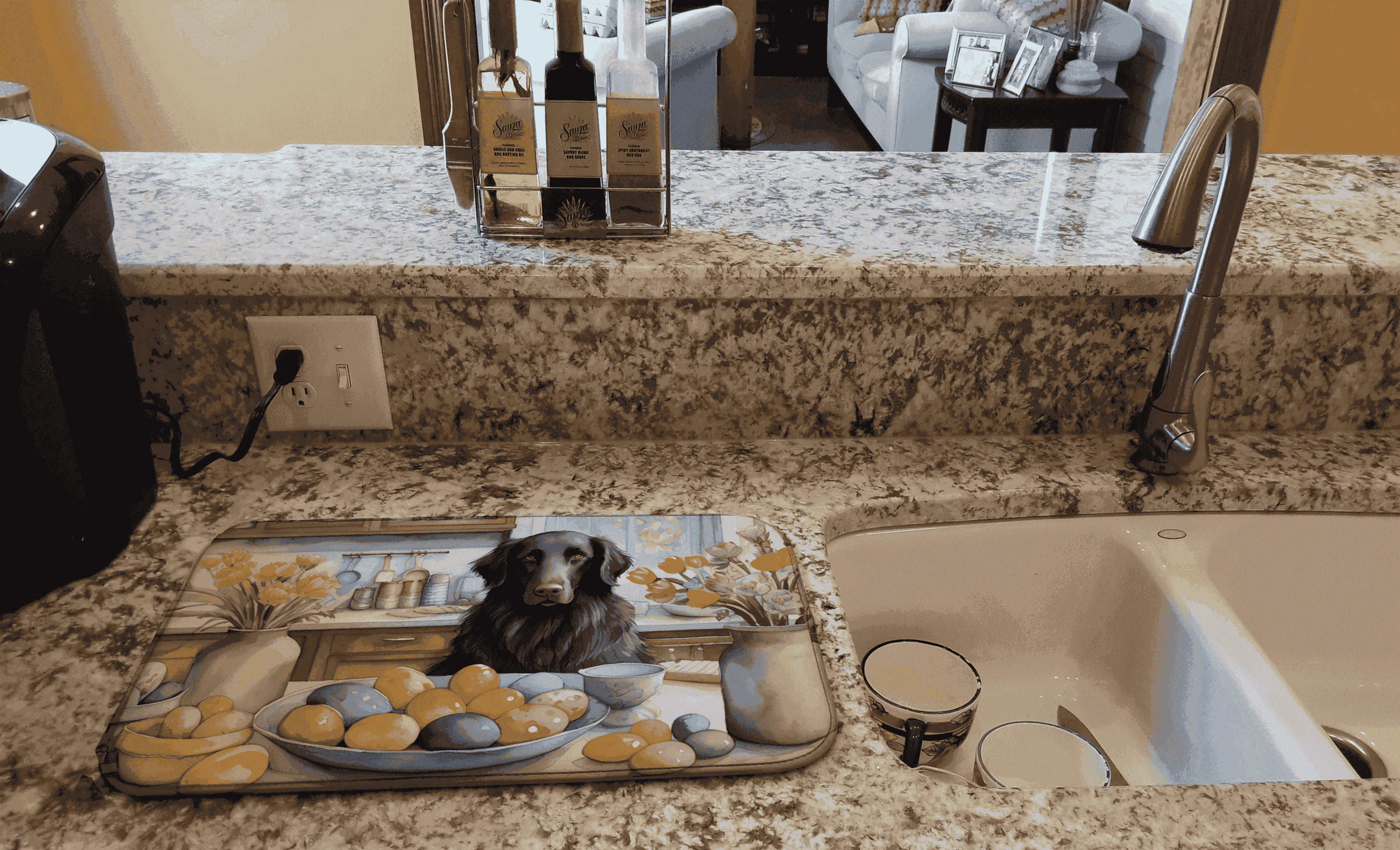 Decorating Easter Flat-Coated Retriever Dish Drying Mat Caroline's Treasures