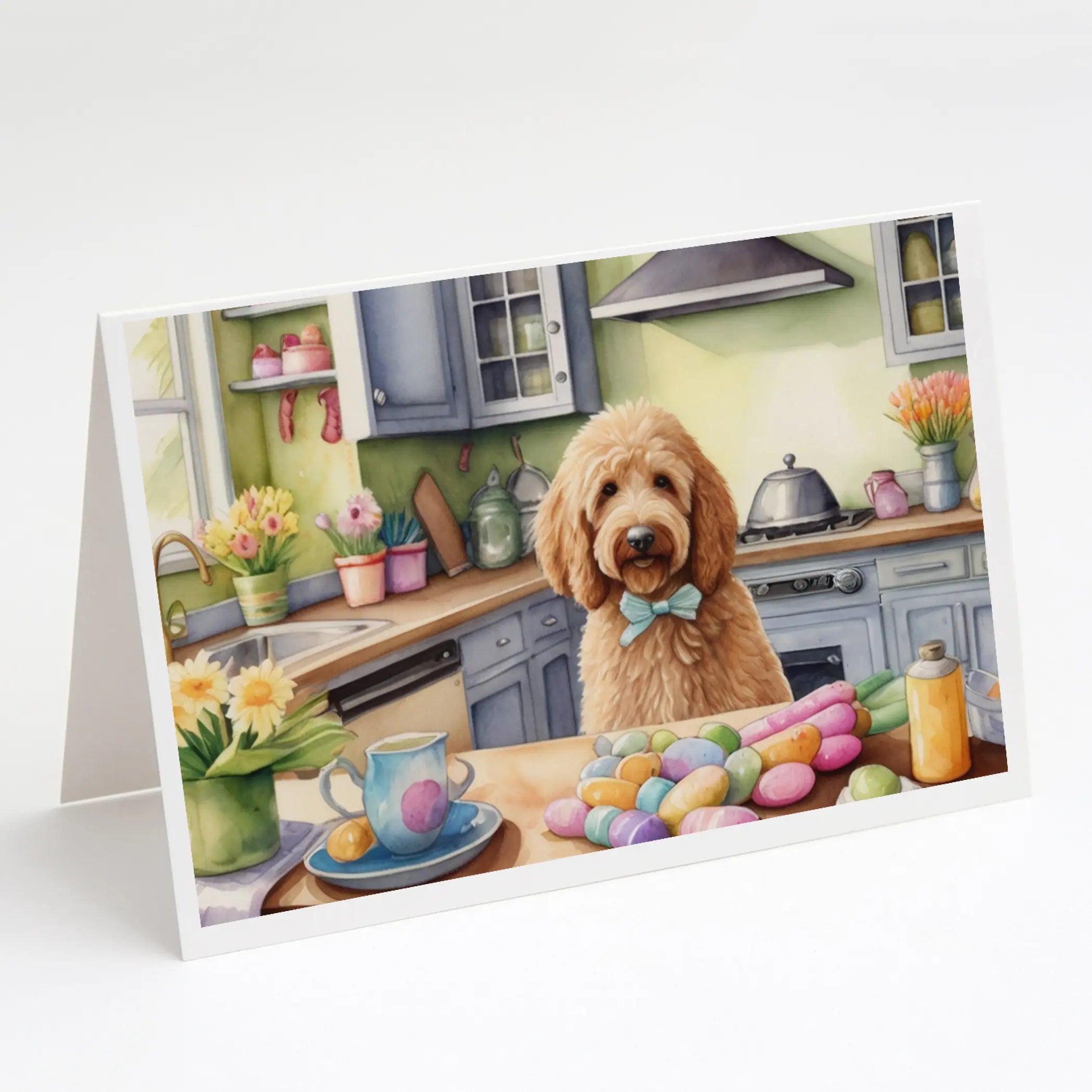 Decorating Easter Goldendoodle Greeting Cards Pack of 8 Caroline's Treasures