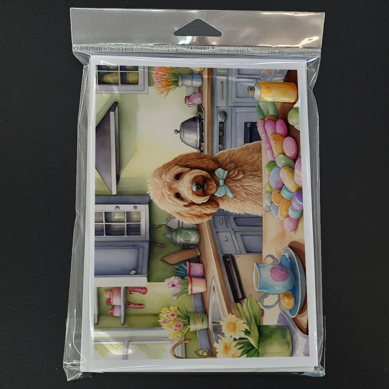 Decorating Easter Goldendoodle Greeting Cards Pack of 8 Caroline's Treasures