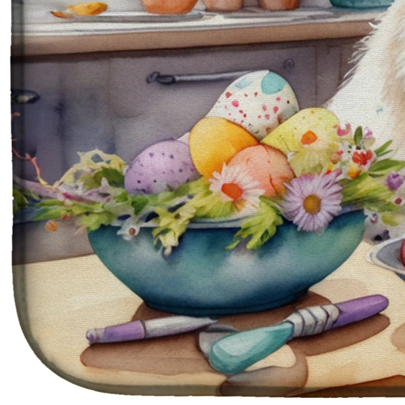 Decorating Easter Great Pyrenees Dish Drying Mat Caroline's Treasures
