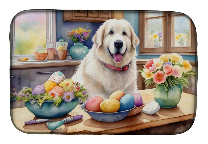 Decorating Easter Great Pyrenees Dish Drying Mat Caroline's Treasures