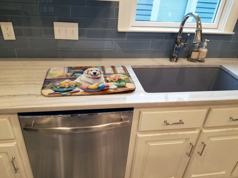 Decorating Easter Great Pyrenees Dish Drying Mat Caroline's Treasures