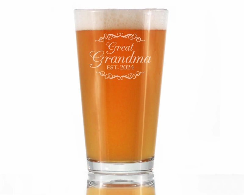 Decorative 2024 New Great Grandma Pint Glass for Beer  Gifts Bevvee