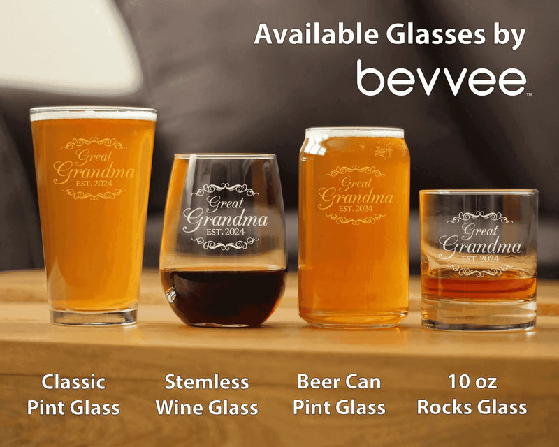Decorative 2024 New Great Grandma Stemless Wine Glass  Gifts Bevvee