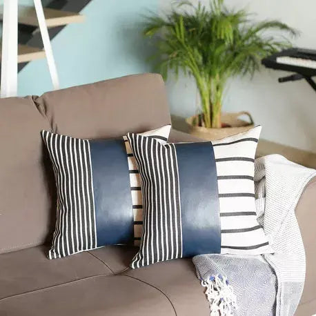 Decorative Vegan Faux Leather Throw Pillow Set of 2 MIKE & Co. NEW YORK
