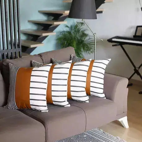 Decorative Vegan Faux Leather Throw Pillow Set of 4 MIKE & Co. NEW YORK