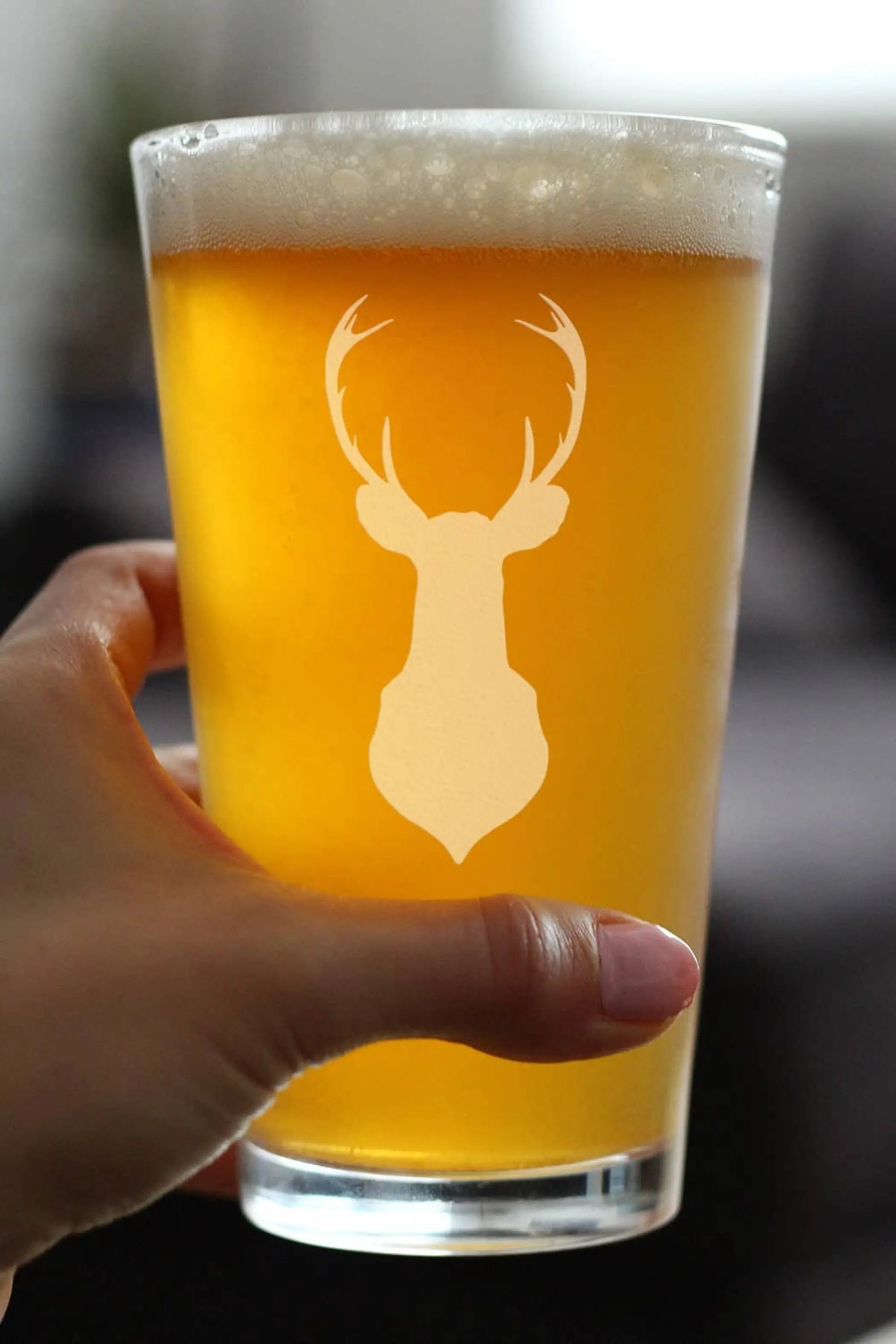 Deer Head Pint Glass for Beer - Hunting Gifts and Decor Bevvee