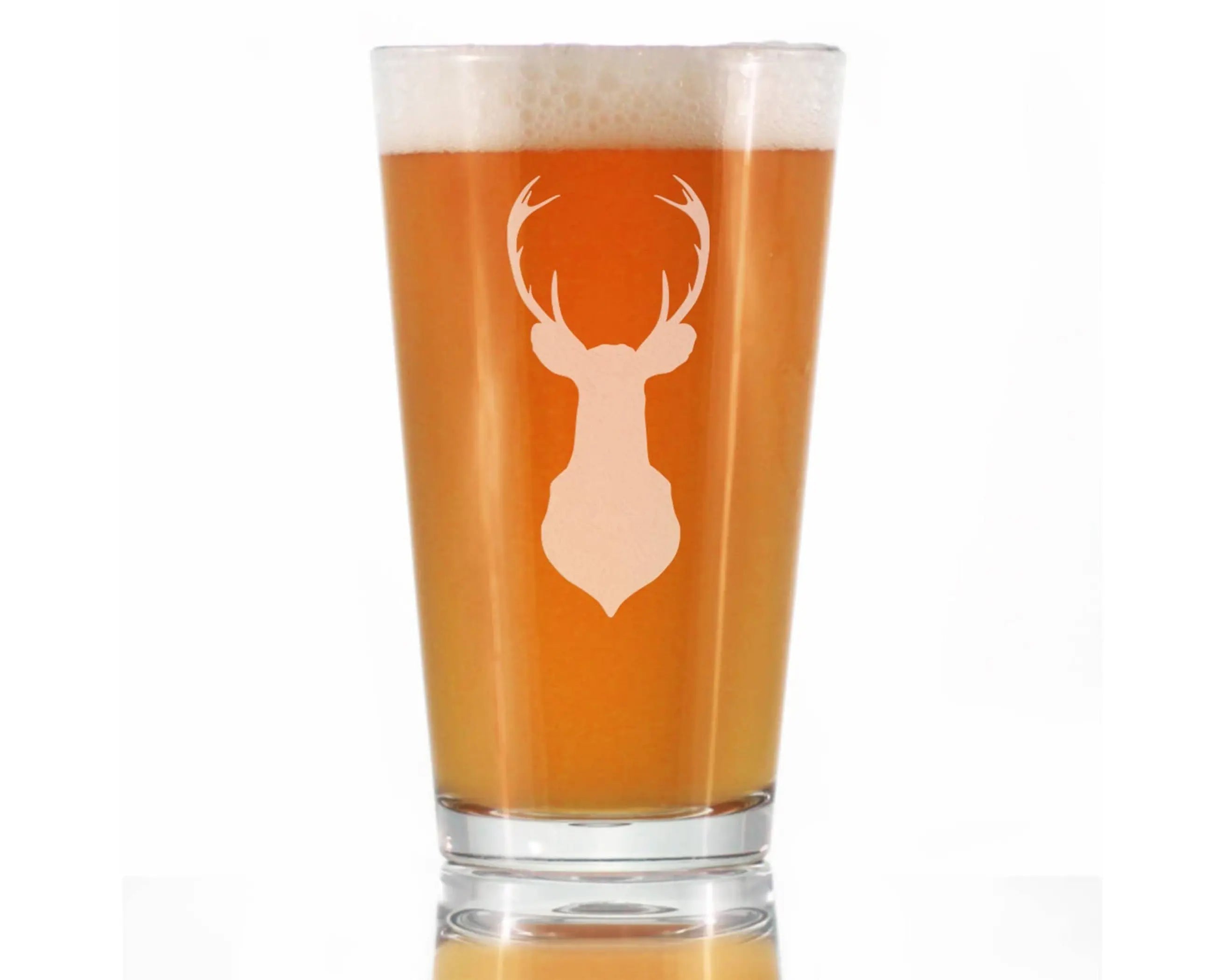 Deer Head Pint Glass for Beer - Hunting Gifts and Decor Bevvee