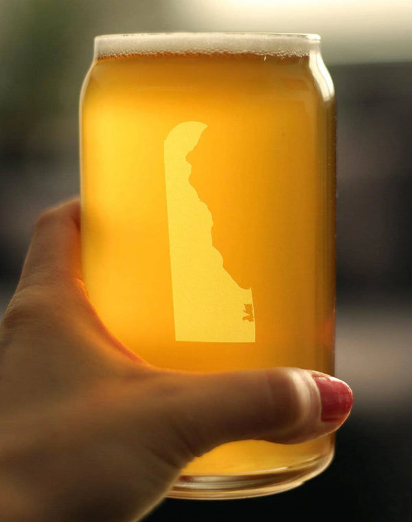 Delaware Outline Beer Can Pint Glass - Delawareans Gifts Bevvee