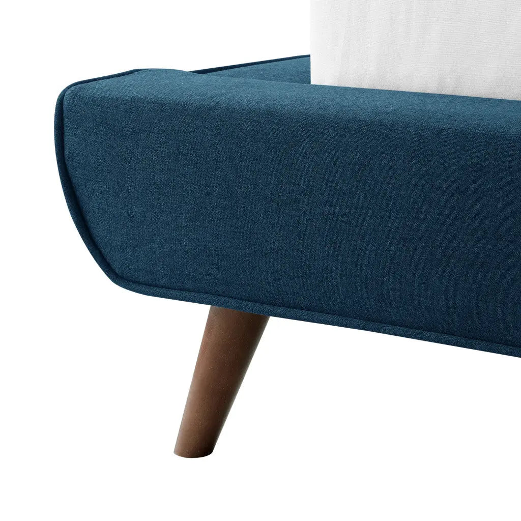 Denim Blue Solid Wood Full Upholstered Linen Bed Homeroots Bed & Bath