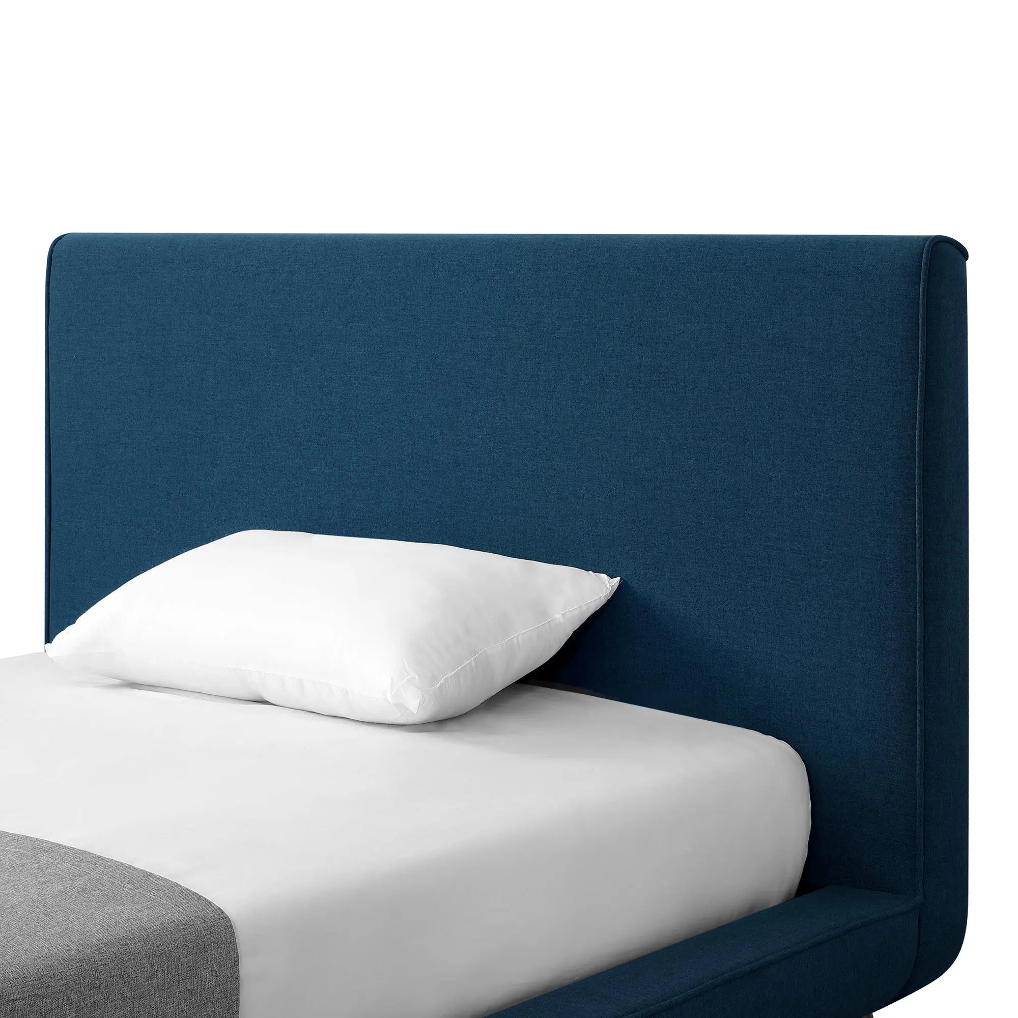 Denim Blue Solid Wood Full Upholstered Linen Bed Homeroots Bed & Bath