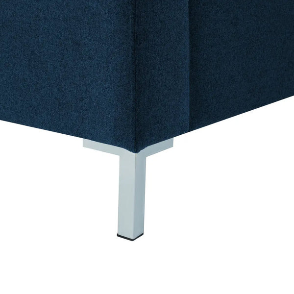 Denim Blue Solid Wood King Upholstered Linen Bed Homeroots Bed & Bath
