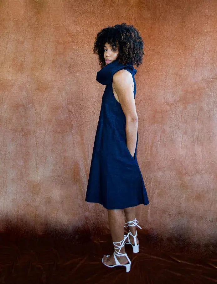 Denim Cowl Neck Dress Besida