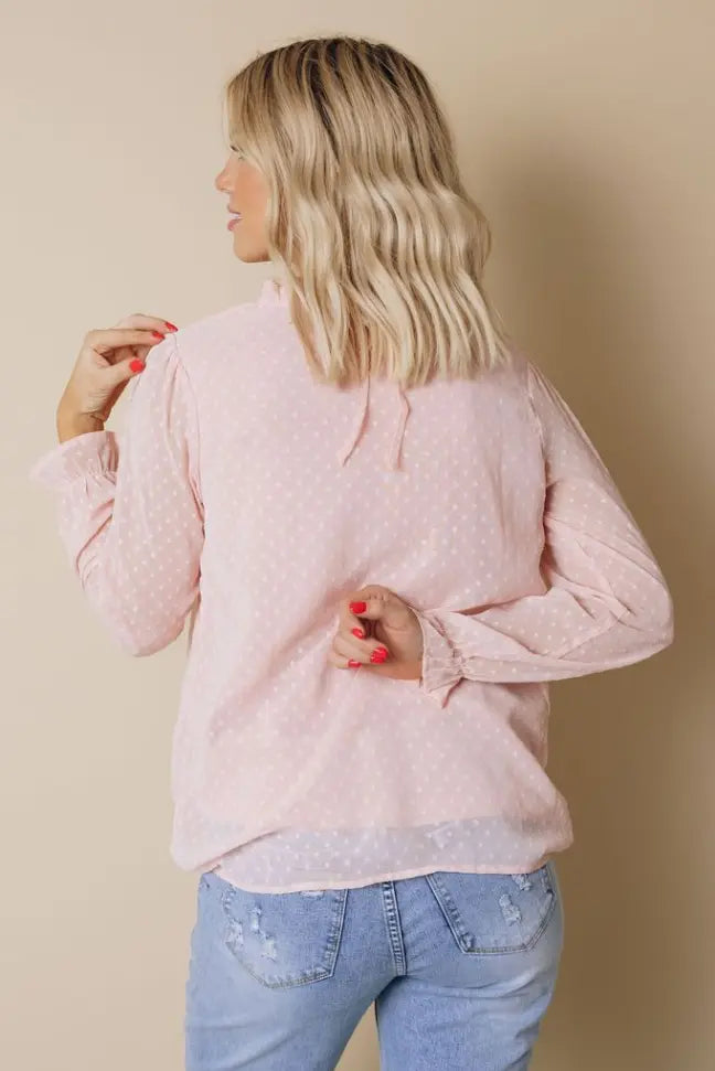 Denna Swiss Dot Long Sleeve Top Stay Warm in Style