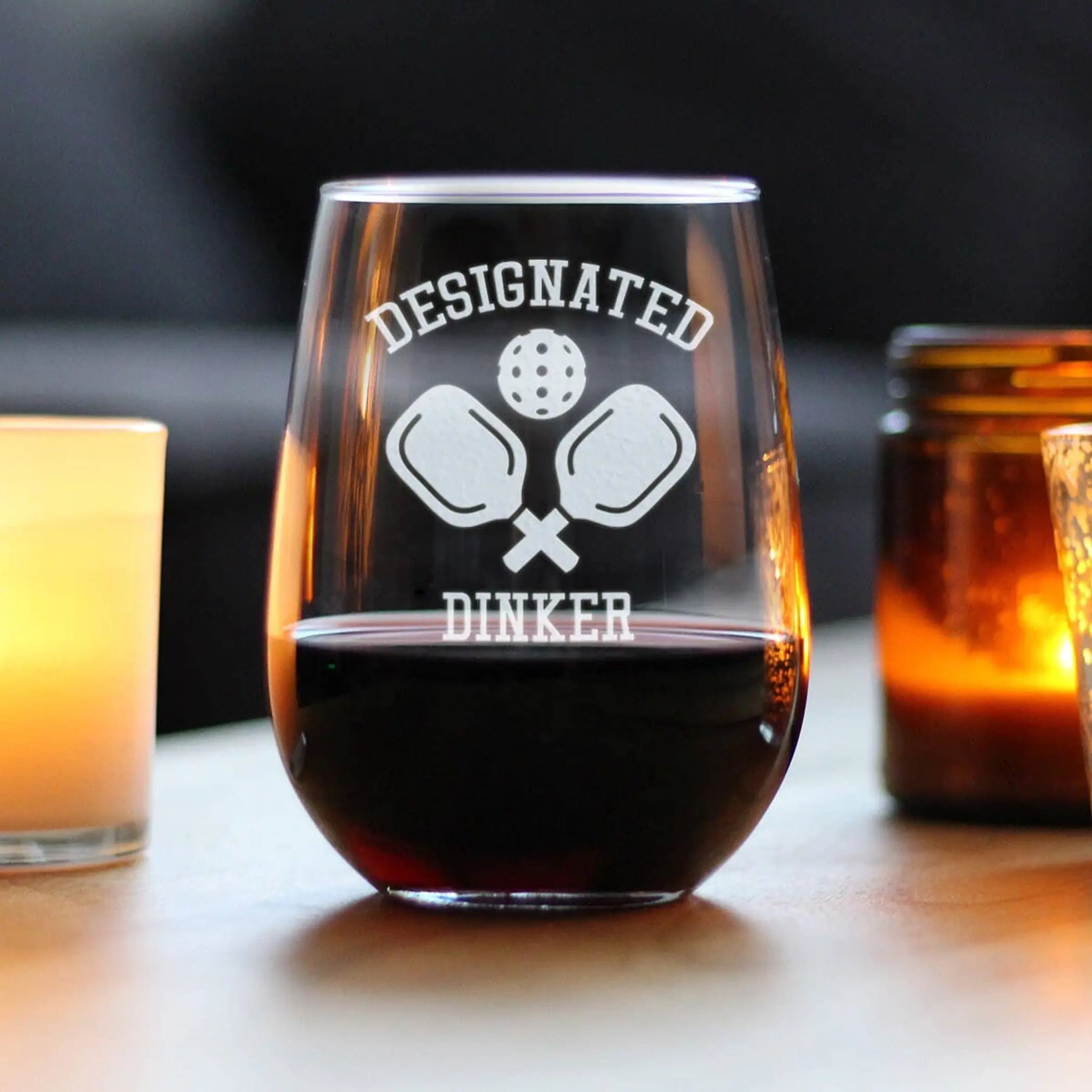 Designated Dinker Stemless Wine Glass - Pickleball Gifts Bevvee