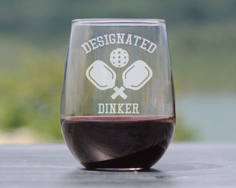 Designated Dinker Stemless Wine Glass - Pickleball Gifts Bevvee
