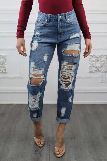 Destroyed and Ripped Maxed Out Boyfriend Jeans SurelyMine