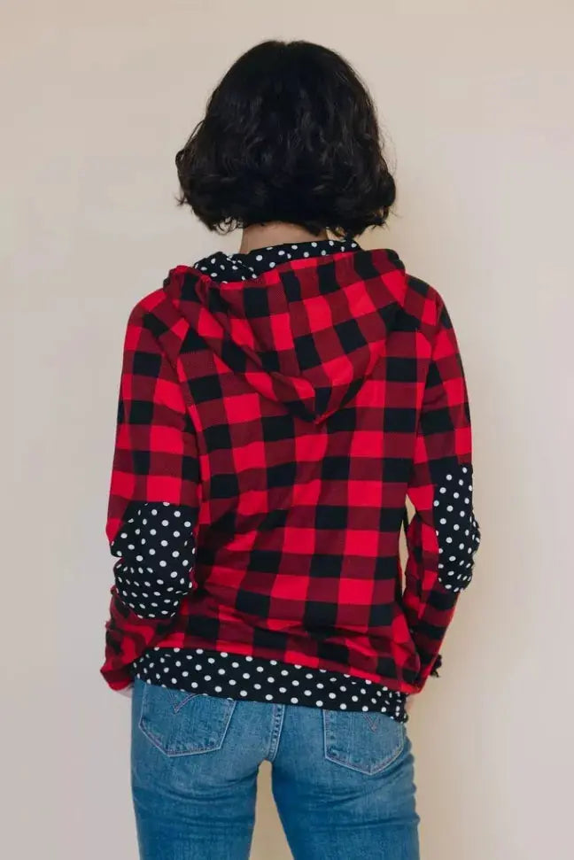 Deuce Plaid Polka Dot Hoodie Stay Warm in Style