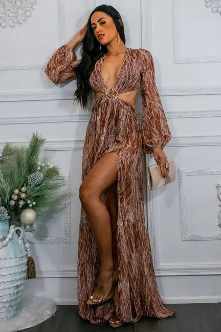Diamond Ring Cut Out Maxi Dress SurelyMine