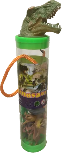 Dinosaur Figurines in Clear Tube with T-Rex Head Topper Texas Toy Distribution