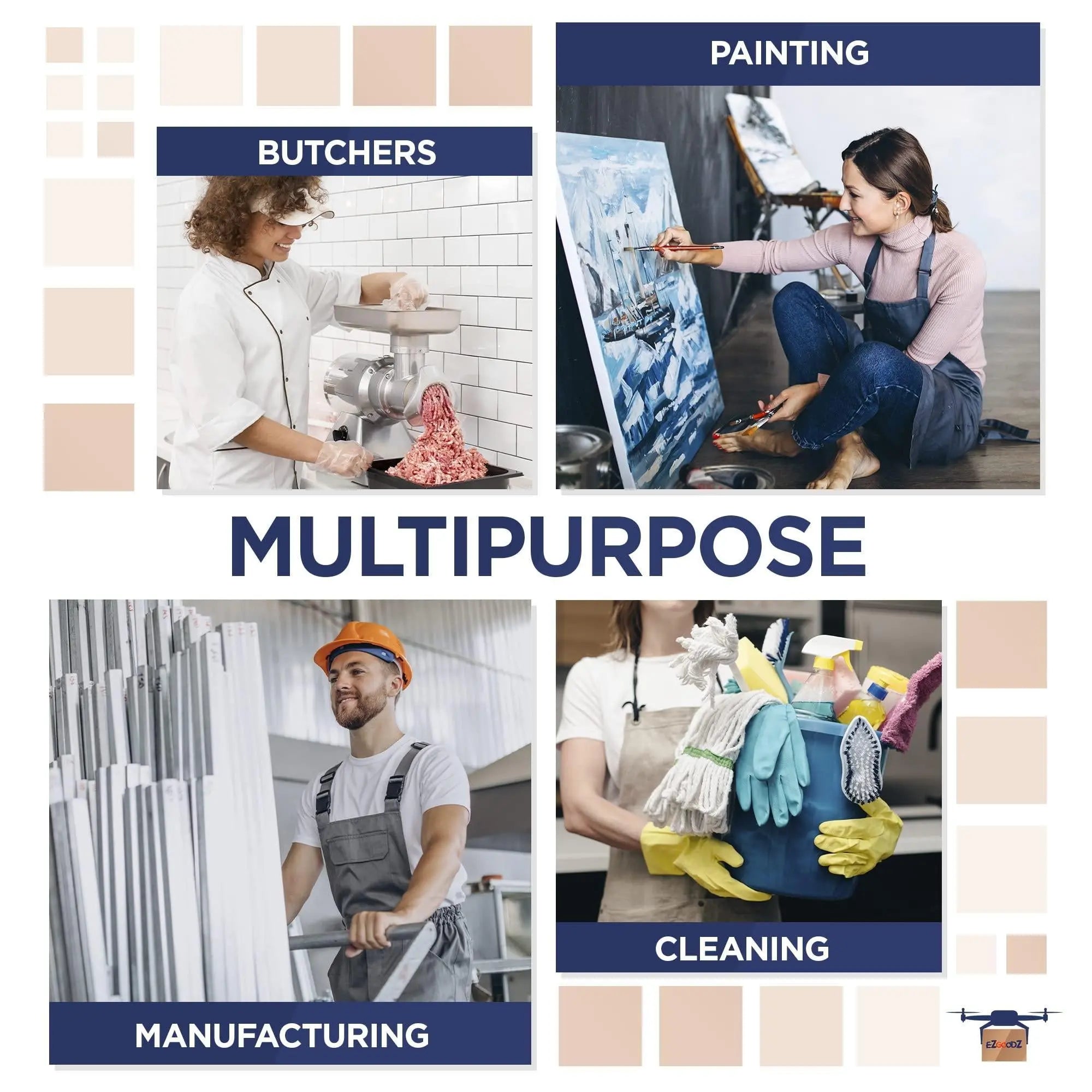 Disposable Lab Jackets 29  Long. Pack of 10 Ceil Blue Hip Length Work Gowns Small. SMS 50 gsm Shirts with Snaps Front Knit Cuffs & Collar 3 Pockets. Unisex PPE Body Protective Short Coats. Ezgoodz