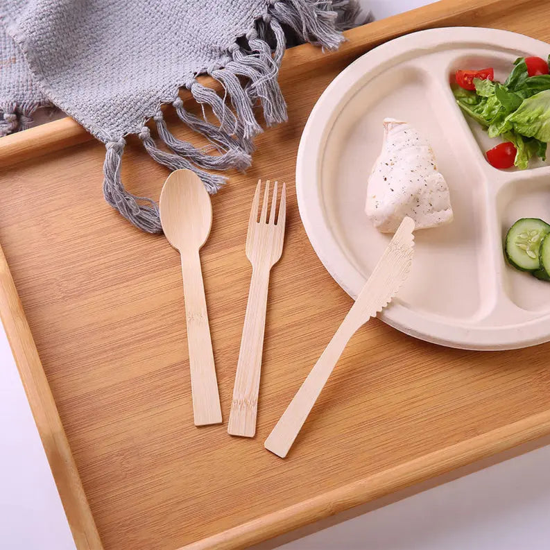 Disposable Wrapped Bamboo Cutlery Sets Holy City Straw Co.