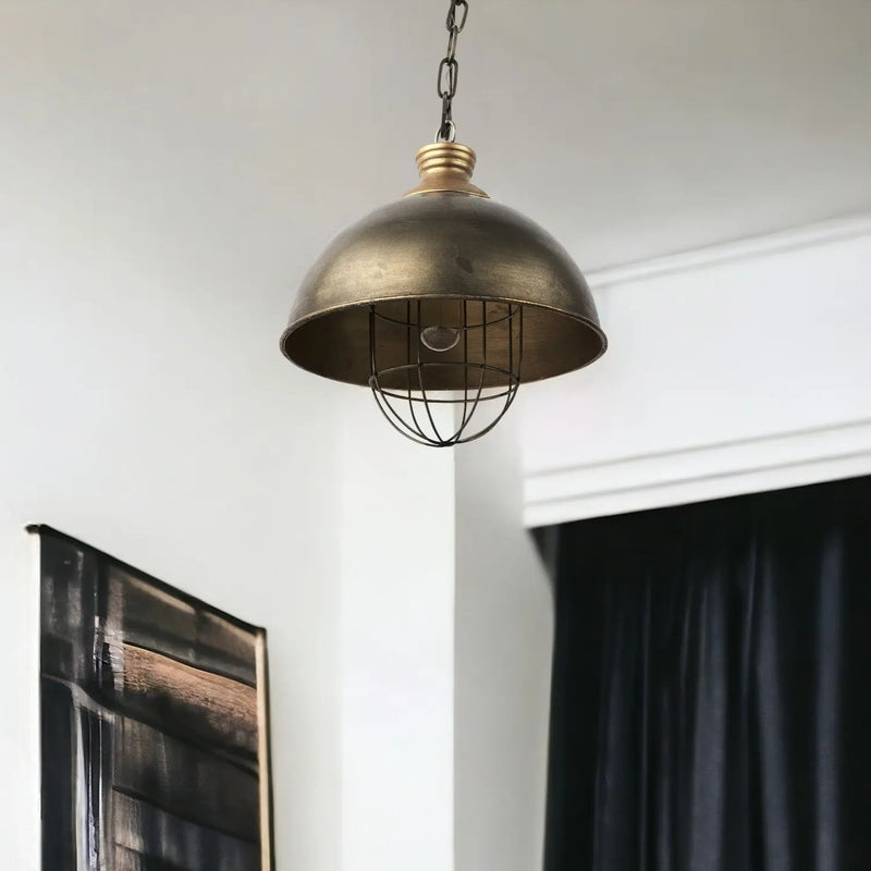 Distressed Bronze Metal Dome Hanging Light Homeroots Lighting
