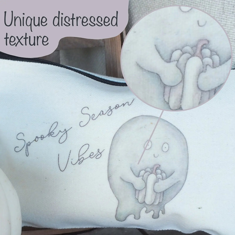 Distressed White Pumpkin Ghost Zipper Pouch Art by Erica H