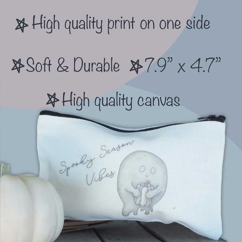 Distressed White Pumpkin Ghost Zipper Pouch Art by Erica H