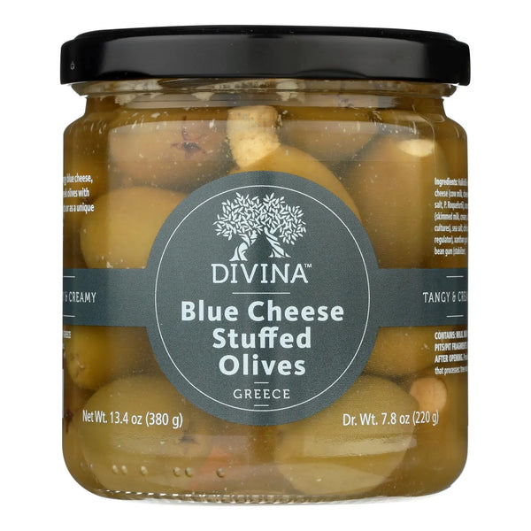 Divina - Olives Stuffed With Blue Cheese - Case Of 6 - 7.8 Oz. Divina