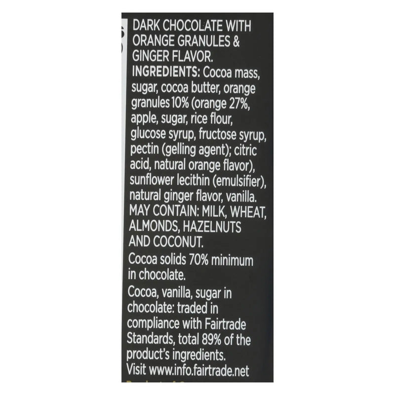 Divine - Bar Dark Chocolate 70% Gng/orng - Case Of 12 - 3 Oz - GreatEagleInc