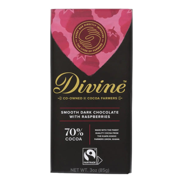 Divine - Bar Dark Chocolate W/raspberry - Case Of 12 - 3 Oz - GreatEagleInc
