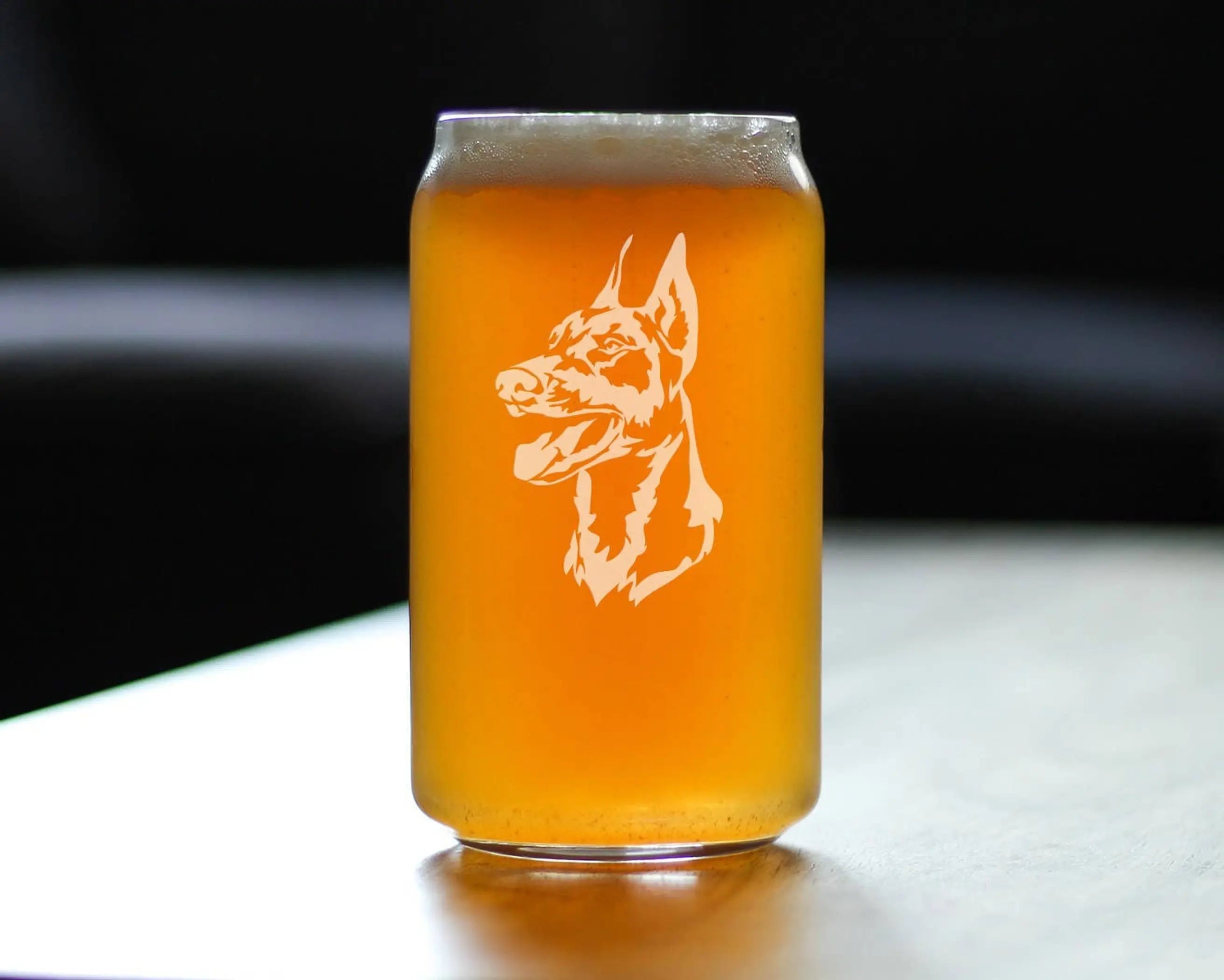 Doberman Face Beer Can Pint Glass - Doberman Dogs Gifts Bevvee