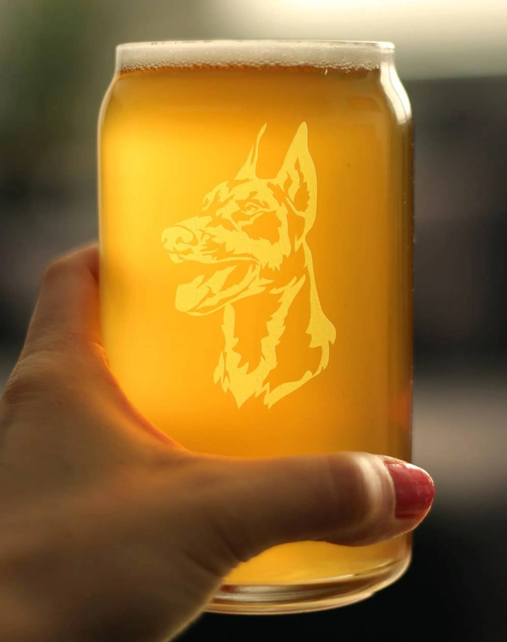 Doberman Face Beer Can Pint Glass - Doberman Dogs Gifts Bevvee
