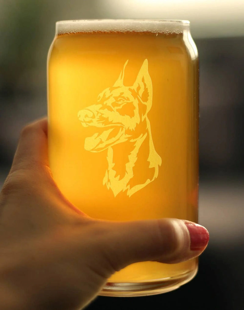 Doberman Face Beer Can Pint Glass - Doberman Dogs Gifts Bevvee