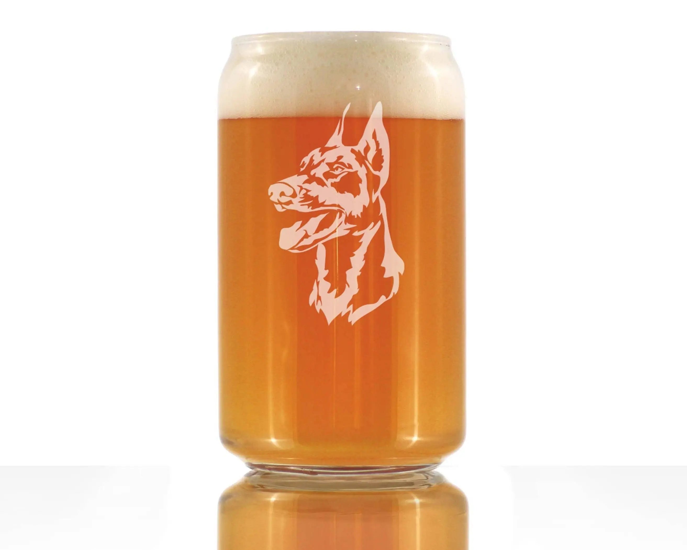 Doberman Face Beer Can Pint Glass - Doberman Dogs Gifts Bevvee