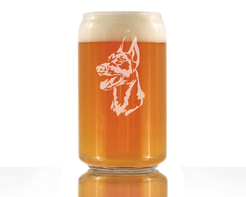Doberman Face Beer Can Pint Glass - Doberman Dogs Gifts Bevvee