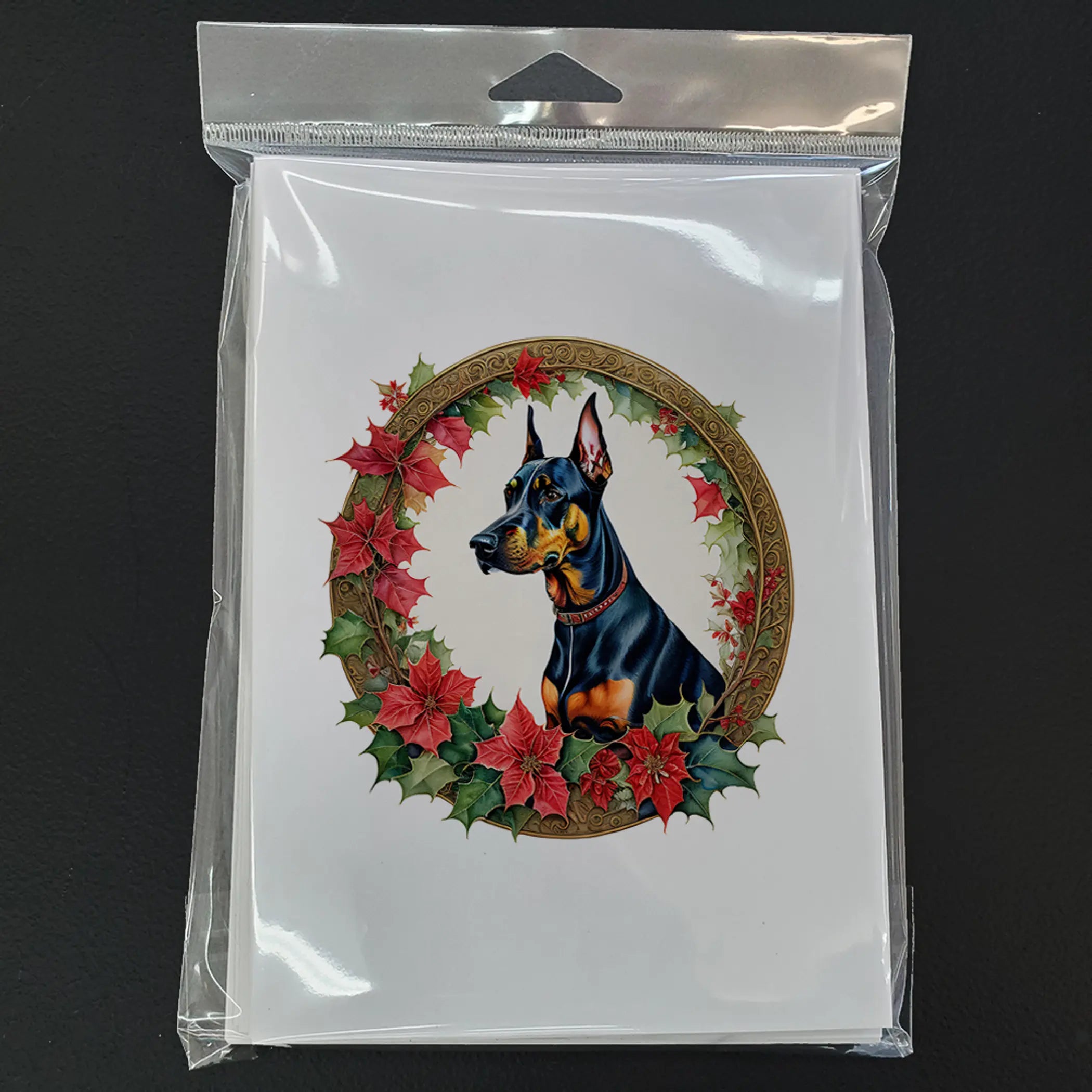 Doberman Pinscher Christmas Flowers Greeting Cards Pack of 8 Caroline's Treasures