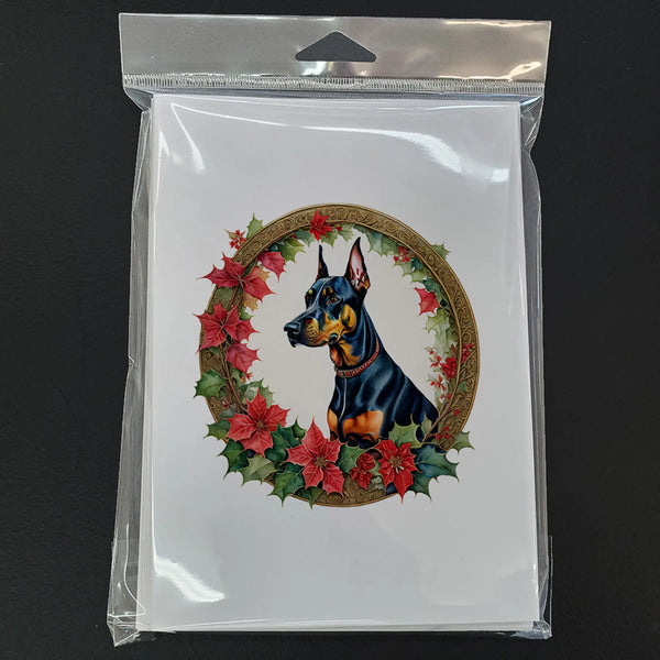 Doberman Pinscher Christmas Flowers Greeting Cards Pack of 8 Caroline's Treasures