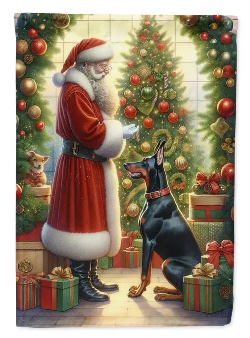 Doberman Pinscher and Santa Claus Garden Flag Caroline's Treasures